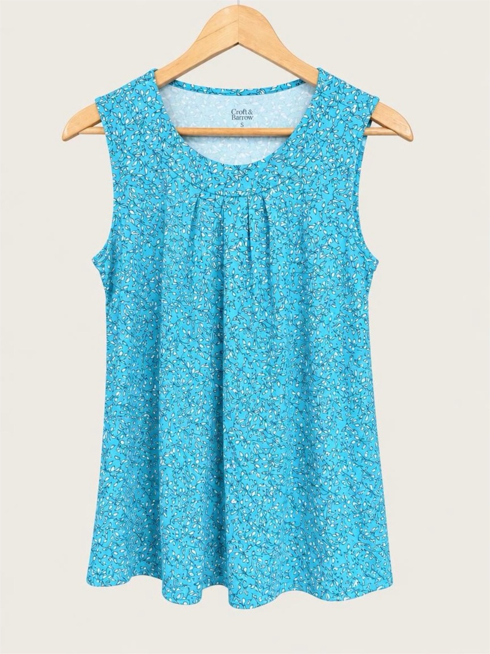 NWT Croft & Barrow Turquoise Floral Sleeveless Top - S